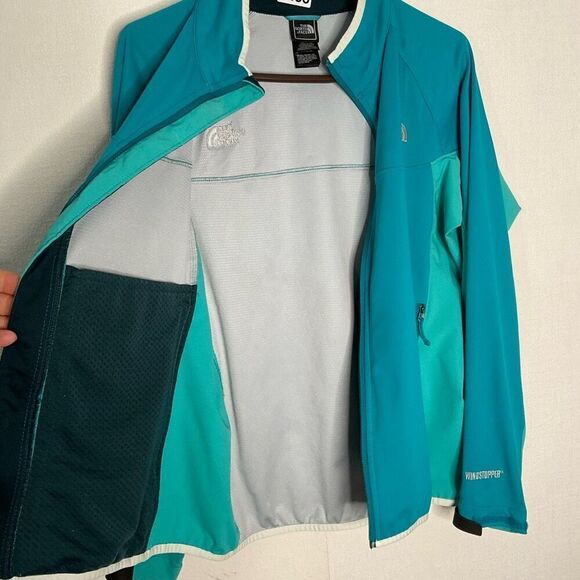 The North Face‎ Women's Large Windstopper Blue TwoTone Softshell Full Zip Jacket - Picture 10 of 11